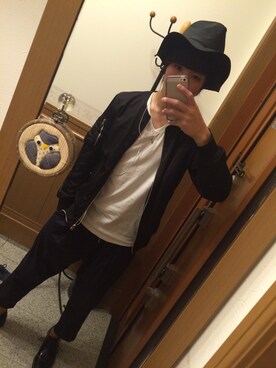 「おでかけ」｜「アイテム（その他アウター）」を使った、みなみ。さん（メンズ・170cm）の秋コーディネート