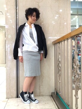 「schott（ショット）のアイテム（MA-1）」を使った、みーちゃんさん（レディース・164cm）の春コーディネート