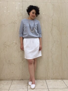 「白✖️グレー」｜みーちゃんさん（レディース・164cm）の春コーディネート