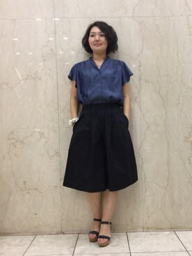 「ラッフルスリーブ」｜「アイテム（シューズ）」を使った、みーちゃんさん（レディース・164cm）の夏コーディネート