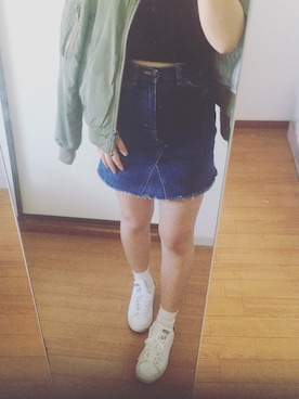 「ENVYM（アンビー）のアイテム（ブルゾン）」を使った、あやめろ💓さん（レディース・161cm）の春コーディネート