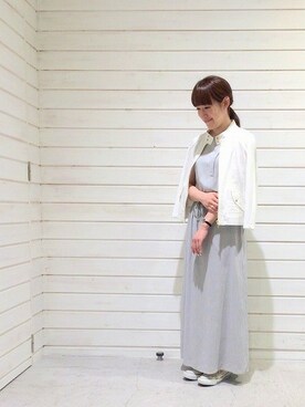 「ストライプワンピース」｜「アイテム（ブルゾン）」を使った、takahashi.さん（レディース・156cm）の春コーディネート