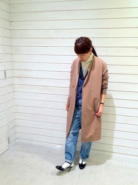 「ボーイフレンドデニム」｜「アイテム（その他アウター）」を使った、takahashi.さん（レディース・156cm）の秋コーディネート