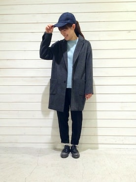 「FIL DE FER（フィルデフェール）のアイテム（チェスターコート）」を使った、takahashi.さん（レディース・156cm）の冬コーディネート