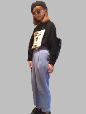 「jouetie（ジュエティ）の【CASUAL】BOXロゴニット（ニット/セーター、ブラック系）」を使った、ｙさん（レディース）の秋コーディネート