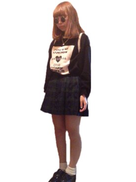 「jouetie（ジュエティ）の【CASUAL】BOXロゴニット（ニット/セーター、ブラック系）」を使った、ｙさん（レディース）の秋コーディネート