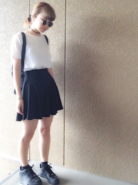 「UNIQLO（ユニクロ）のアイテム（Tシャツ/カットソー、ホワイト系）」を使った、ｙさん（レディース）の夏コーディネート