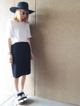 「H&M（エイチ・アンド・エム）のアイテム（ハット、ブラック系）」を使った、ｙさん（レディース）の夏コーディネート