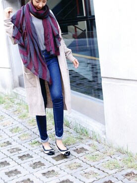 「머플러」｜leessoさん（レディース・160cm）の秋コーディネート