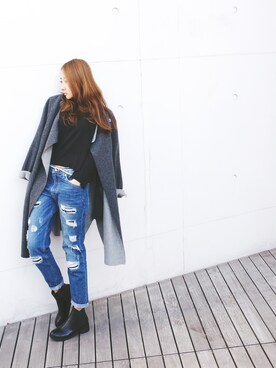 「gray」｜「アイテム（ブーティ）」を使った、leessoさん（レディース・160cm）の秋コーディネート