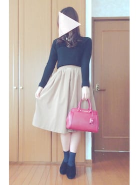 「アイテム（ボストンバッグ、レッド系）」を使った、natsumiさん（レディース・167cm）の春コーディネート
