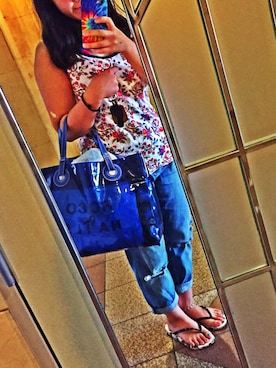 「アイテム（キャミソール、レッド系）」を使った、よしみーるさん（レディース・155cm）の夏コーディネート