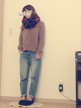 「アイテム（スマホグッズ）」を使った、Uさん（レディース・158cm）の冬コーディネート