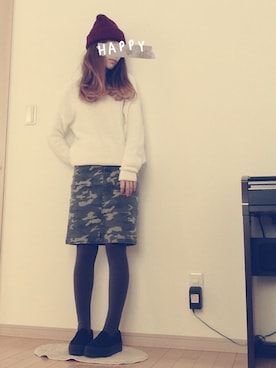 「アイテム（スマホグッズ）」を使った、Uさん（レディース・158cm）の冬コーディネート