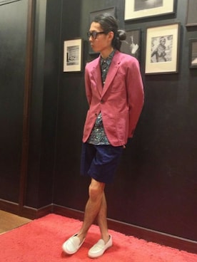 「TAKEO KIKUCHI（タケオキクチ）のアイテム（その他シューズ）」を使った、Riku Ishiharaさん（メンズ・176cm）の春コーディネート