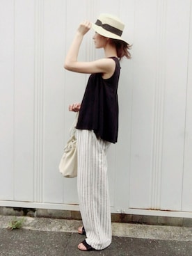 「7月WEAR夏のサンダル祭り」｜「アイテム（ニットキャップ/ビーニー）」を使った、nonさん（レディース・160cm）の夏コーディネート