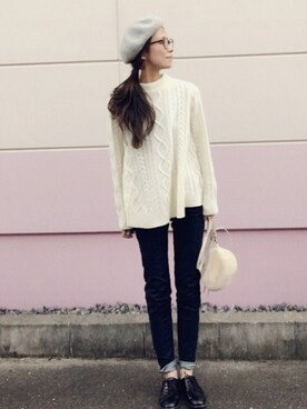 「haco!（ハコ）のカンタン便利なポイントになるベレー帽（ハンチング/ベレー帽）」を使った、nonさん（レディース・160cm）の秋コーディネート