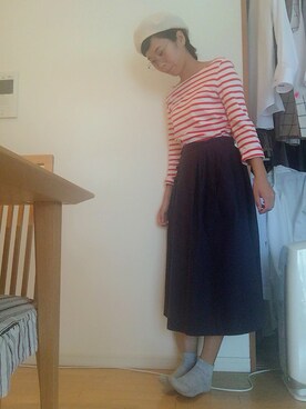 「SEVENDAYS=SUNDAY（セブンデイズサンデイ）のアイテム（ハンチング/ベレー帽）」を使った、y_uさん（レディース・157cm）の秋コーディネート