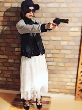 「AZUL（アズール）のアイテム（キャップ）」を使った、riyucoさん（レディース・164cm）の秋コーディネート