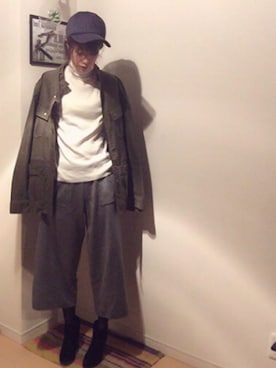 「AZUL（アズール）のアイテム（キャップ）」を使った、riyucoさん（レディース・164cm）の冬コーディネート
