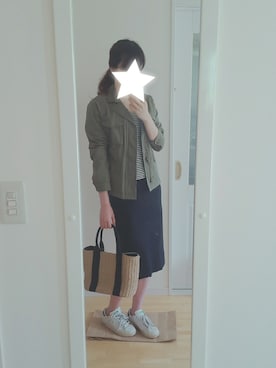 「いつもありがとうございます」｜「アイテム（ミリタリージャケット）」を使った、Uさん（レディース・173cm）の春コーディネート