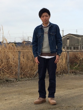 「ロゴニット」｜「アイテム（腕時計）」を使った、Shinさん（メンズ・173cm）の春コーディネート