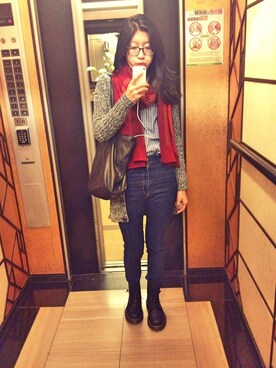「アイテム（ピーコート）」を使った、Sandy Changさん（レディース・161cm・10代）の冬コーディネート