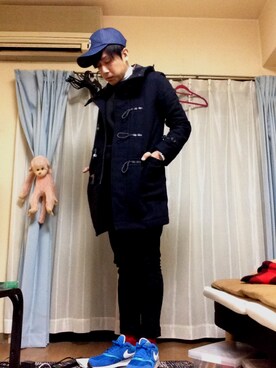 「SHIPS（シップス）のアイテム（ダッフルコート）」を使った、Hirokiさん（メンズ・172cm）の冬コーディネート
