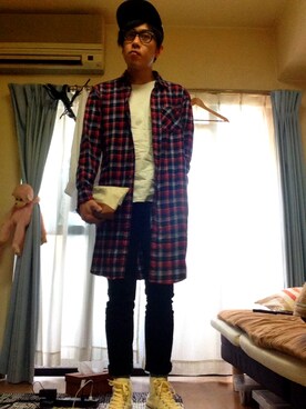 「アイテム（クラッチバッグ、ホワイト系）」を使った、Hirokiさん（メンズ・172cm）の春コーディネート