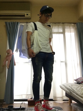 「common.（コモン）のアイテム（バッグ）」を使った、Hirokiさん（メンズ・172cm）の夏コーディネート