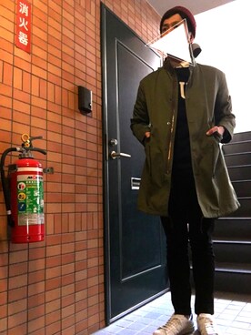 「JOURNAL STANDARD relume（ジャーナルスタンダード　レリューム）のアイテム（モッズコート）」を使った、Hirokiさん（メンズ・172cm）の冬コーディネート