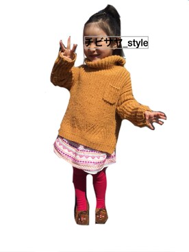 「ZARA KIDSのアイテム（ニット/セーター、イエロー系）」を使った、saya29さん（キッズ・120cm）の春コーディネート