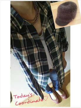 「TOPKAPI（トプカピ）のアイテム（キャップ）」を使った、naru💜さん（レディース・157cm）の秋コーディネート