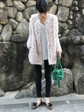 「SPIRALGIRL（スパイラルガール）のアイテム（ノーカラージャケット）」を使った、anna.さん（レディース・161cm）の冬コーディネート