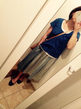 「ブルー x ホワイト」｜「アイテム（バレエシューズ）」を使った、yuiponさん（レディース・156cm）の夏コーディネート