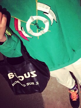 「Yves Saint Laurent（イヴサンローラン）のアイテム（スウェット）」を使った、AKIさん（レディース・146cm）の秋コーディネート