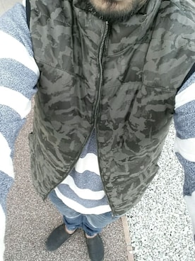 「アイテム（ダウンベスト、その他）」を使った、Hisashi Nakaharaさん（メンズ・183cm）の秋コーディネート