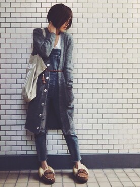 「タッセル」｜「アイテム（サロペット/オーバーオール）」を使った、tomo⑅̆̈さん（レディース・156cm）の秋コーディネート