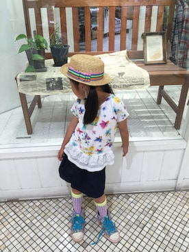 「fafa（フェフェ）のアイテム（帽子）」を使った、meisanさん（キッズ・110cm）の春コーディネート