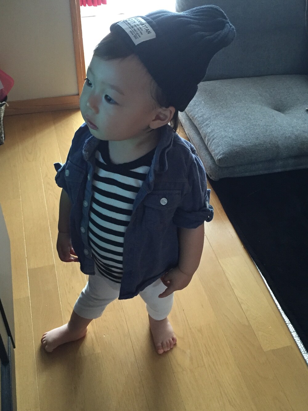 「1歳半、男の子」｜「GAPのアイテム（シャツ/ブラウス、ブルー系）」を使った、ぷりんさん（キッズ・90cm）の夏コーディネートの1枚目の写真