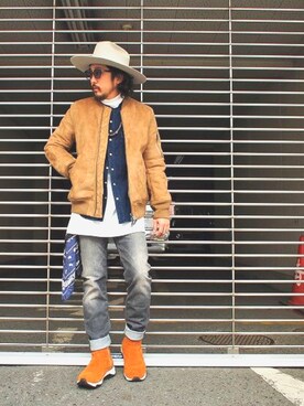 「mythography（ミソグラフィー）のアイテム（スニーカー）」を使った、shirouさん（メンズ・166cm）の冬コーディネート