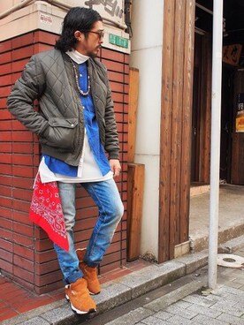 「mythography（ミソグラフィー）のアイテム（スニーカー）」を使った、shirouさん（メンズ・166cm）の冬コーディネート