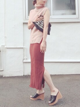 YUKIさんの「WOMEN メリノブレンドリブスカート」を使ったコーディネート
