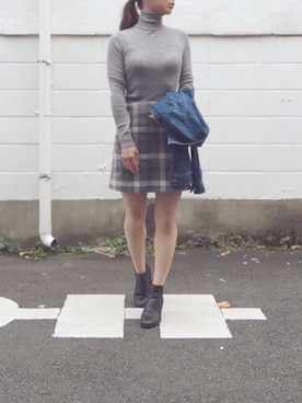 「リブタートルネック」｜「アイテム（ブーティ）」を使った、YUKIさん（レディース・155cm）の秋コーディネート