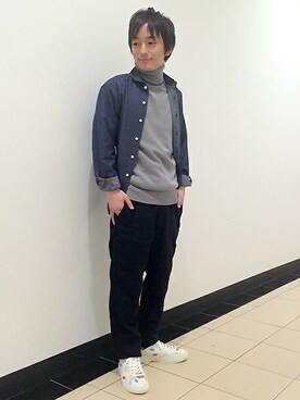 「buddy（バディ）のアイテム（スニーカー）」を使った、せっちゃんさん（メンズ・161cm）の冬コーディネート