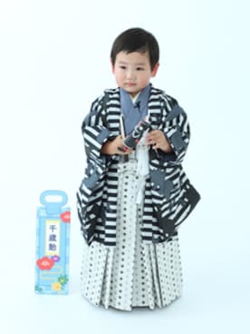 「袴パンツ」｜「アイテム（浴衣）」を使った、solalaさん（キッズ・90cm）の秋コーディネート