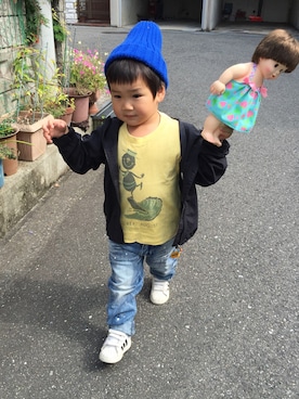 「アイテム（ナイロンジャケット）」を使った、solalaさん（キッズ・90cm）の秋コーディネート