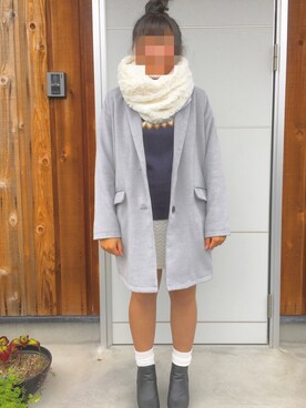 「ジーナシス」｜「アイテム（チェスターコート）」を使った、アミ  さん（レディース・152cm）の秋コーディネート