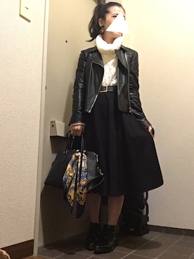 「オールバック」｜「アイテム（アクセサリー）」を使った、ちょこぱいさん（レディース・150cm）の秋コーディネート