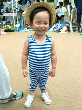 「marimekko（マリメッコ）のアイテム（オールインワン・サロペット）」を使った、SOUSUKEさん（キッズ・90cm）の夏コーディネート